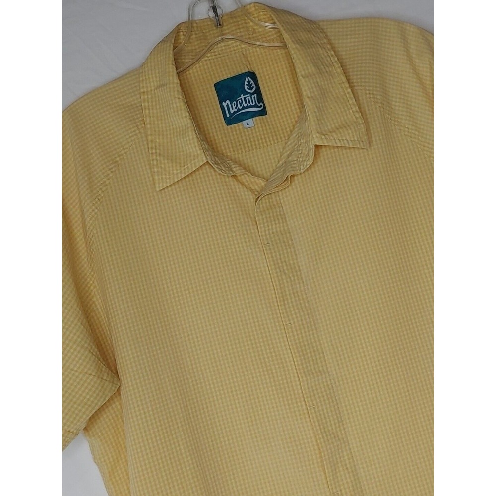 Nectar‎ Men's/Boys Short Sleeve Golf Print Shirt, Yellow Sz L Small Hole